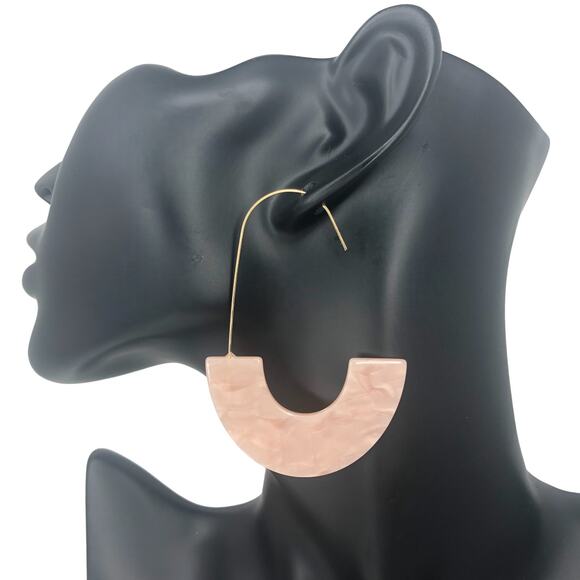 Soft Pink Resin Drop Earrings - Picture 2 of 4